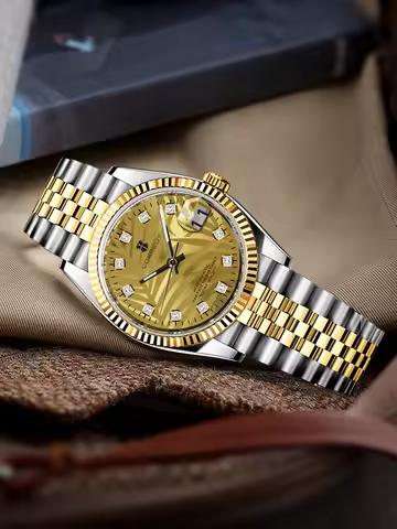 CORGEUT 36mm Diamond Jungle Luxury Business Men's Watch Automatic Mechanical Sapphire Watch for Man 