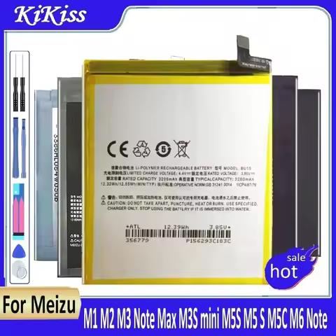 Battery For Meizu Meizy M1 M2 M3 Note Max M3S mini M5S M5 S M5C M6 note BT42C BT42 BT43C BT15 BT68 B