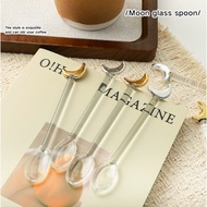 Golden and silver moon glass spoon with 1 stirring stick TTT5