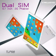 台電科技 TECLAST TLP98 9.7吋 3G 平板電腦，3G 雙卡雙待設計 可隨時通話及流動上網 採用IPS屏幕 可視角度大及色彩豐富