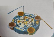 Marslako - [15條魚] 電動旋轉磁性釣魚玩具親子遊戲 兒童玩具 兒童禮物 童年回憶-藍色[平行進口]