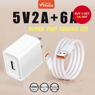 Fast Charge Set 5V 2A Charger Adapter with 6A Micro USB Type-C iOS Cable for Realme Oppo Vivo Huawei