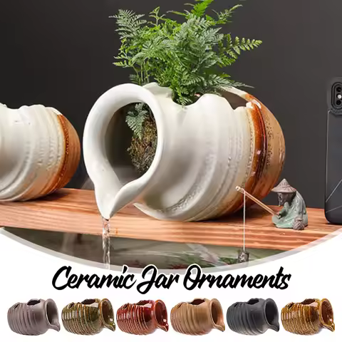 Ceramic Circulating Water Pot Open Ecological Circulation Filter Fish Culture Waterfall Jar Courtyar