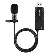 Fifine USB Lavalier Lapel Microphone, Clip-on Cardioid Condenser Computer Mic Plug and Play USB Micr