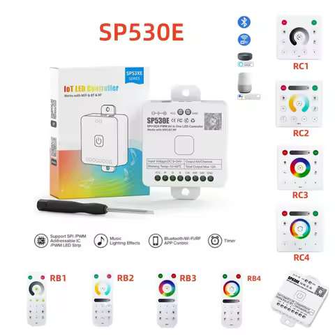 5V-24V Multi-Function SP530E SPI PWM 5CH All in One LED Controller RGB RGBW RGBCCT Sk6812 WS2811 505
