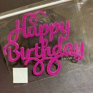 [ Dark Pink ] Happy Birthday Flowy Words Cake Toppers / Birthday Decor Banner Party Supplies