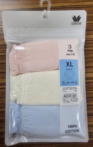 Wacoal Missy Pack Half Panty 3 ชิ้น มี 4 Set สีให้เลือก รุ่น WU3560 ผ้า Cotton ฝ้าย ผ้าฝ้าย กางเกงใน