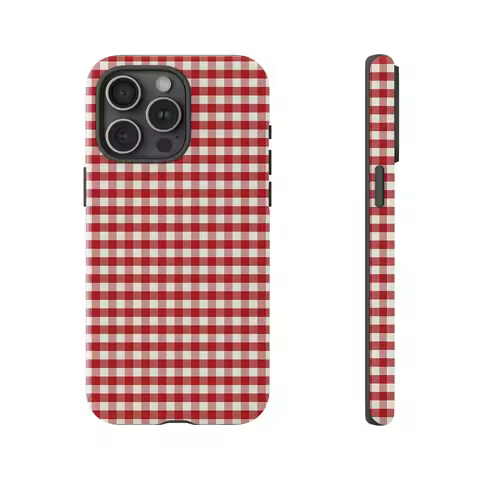 Retro Red Gingham Matte Tough Phone Case For Iphone 17 16 15 14 13 12 11 Pro Max 13Mini 12Mini XSMAX