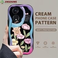 (Ready Stock) Cellphone Case Casing For OPPO Reno8 T 5G Reno 8T 5G Phone Cases For Girls Boys Cartoon Flowers Cream Texture Wavy Edge Soft Cover