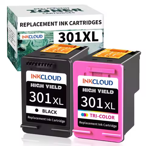 INKCLOUD 301XL Ink Cartridges Replacement for HP 301 for Envy 4500 4502 5530 DeskJet 1000 1050 2050 