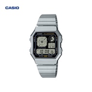 Casio A130WE นาฬิกา แฟชั่นผู้ชายสไตล์เรโทร ทรงสี่เหลี่ยมเล็ก สีเงิน กันน้ำ นาฬิกานักเรียน Watches A1