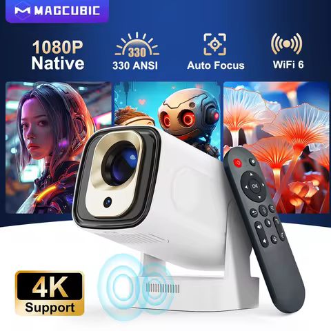 Magcubic HY310 Mini Projector Auto Focus 4K Native 1080P 330ANSI Android11 5W Speaker Air Mouse Voic