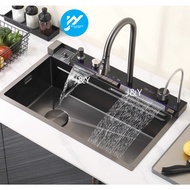 Stainless Steel 304 80x48CM Kitchen Honeycomb Texture Multifunction Piano LED Light Sink Sinki Dapur