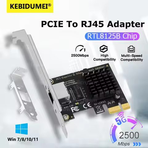 2.5G PCI-E To RJ45 RTL8125B Chip Network Card Gigabit Ethernet PCI Express Network Card 10/100/2500M