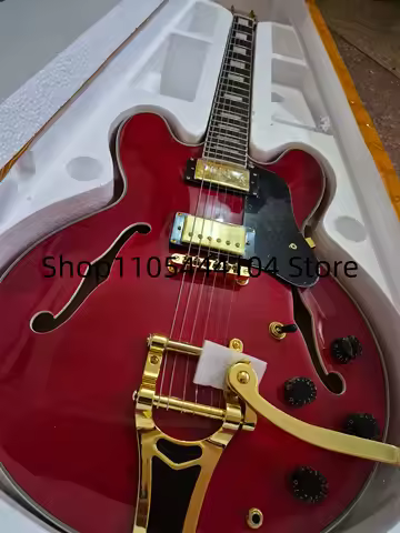 AZ-Send tomorrow Custom shop maple Top ee.s 3.35 Finish Hollow Body Electric Guitar 01