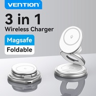 Vention 3-in-1 15W Wireless Charger Stand with MagSafe Adjustable Viewing Angles 360° Rotation Light