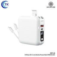 "Powerbank Remax RPP-20 15000mAh 🔋 มีมาตรฐาน มอก. ⚡ ชาร์จเร็ว PD20W/QC18W 📱 ชาร์จได้ทุกอุปกรณ์ 💯 ฟรี