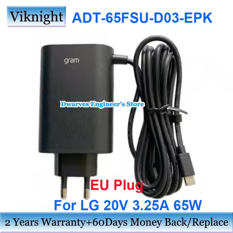 Genuine ADT-65FSU-D03-EPK Laptop Adapter Charger EU Plug For LG 20V 3.25A 65W HU10967-20029RR-HR3-AD