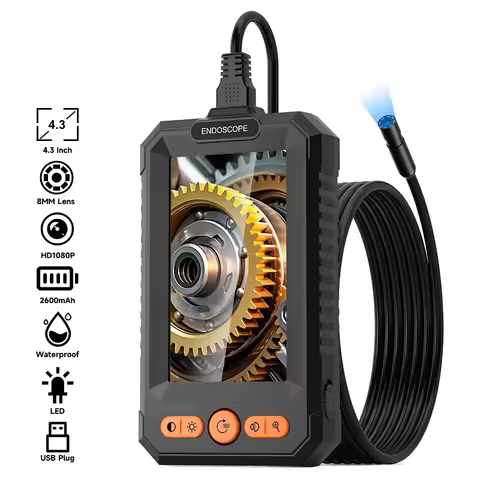 Industrial Endoscope Camera 4.3'' IPS Screen HD1080P 8MM Lens USB Cable 2M-100M Car Pipe Sewer Inspe