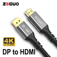 ZOGUO DP to HDMI 4K/30Hz Cable Active Displayport to HDMI Cable 4K/30Hz 1080P For Laptop Projector PC HDTV Monitor