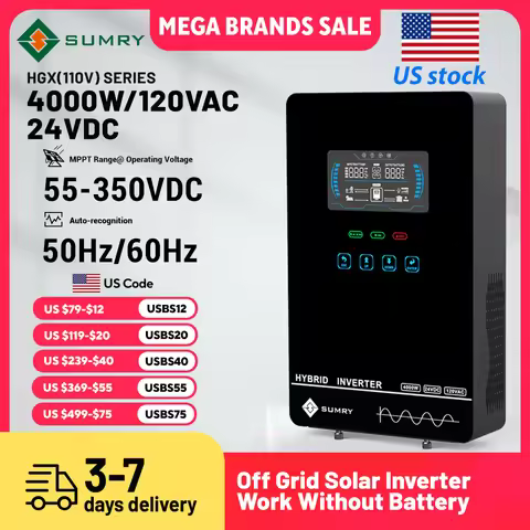 SUMRY 4KW Off Grid Solar Inverter 24V Pure Sine Wave Built-in140A MPPT Solar Charger Cold Restart Fu
