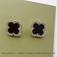 Fashion Earrings With 4-Leaf Flower Pendant Black Clover Leaves Diamond Edge Beautiful Work | BN2S