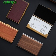 CYBERPULSE Business Card Holder Stainless Steel Desktop Storage High-End Wooden Display Stander Card