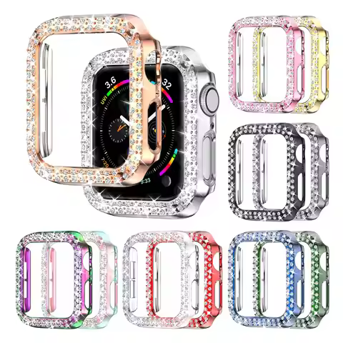 for iWatch Series 9/8/7/6/5/4/3/SE Bumper Bling Case, Women Glitter Diamond Rhinestone Protector Cov
