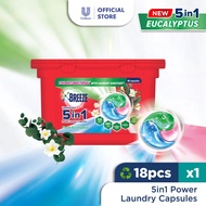 Breeze 3in1 Capsule Detergent Fresh Eucalyptus 18's x 2 Free Storage Basket