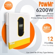 【ทางทะเล】PowMr 6.2KW Hybrid Solar Inverter 500Vdc รองรับแบตเตอรี่ Lifepo4 48V สร้างขึ้นใน 120A MPPT 