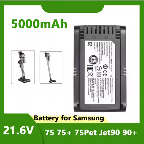 High-capacity 21.6V 5000mAh rechargeable battery For Samsung JET75/JET75+/JET90/JET90+/JET90E Vacuum