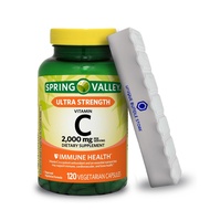 Spring Valley, Vitamin C 2000mg, 120 Count Capsules, Ultra Strength Vitamin C Dietary Supplement + 7