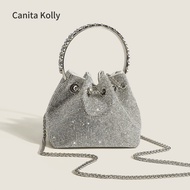 Canita Kolly Full Diamond Bucket Bag Ladies Rhinestone Chain Bag Portable Shoulder Messenger Bag