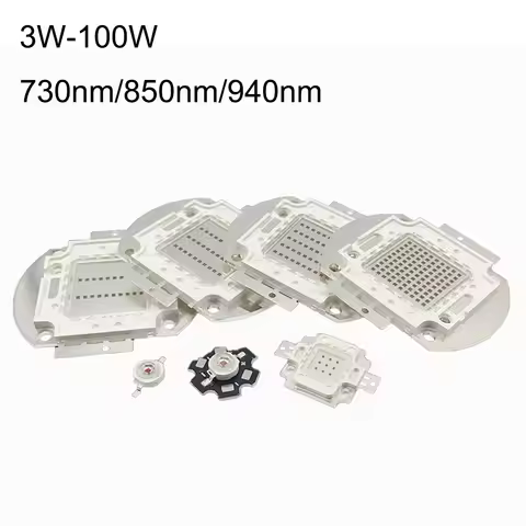High Power LED Chip IR Infrared 850nm 940nm 730nm 3W 5W 10W 20W 50W 100W led Light Lamp Matrix 850 9