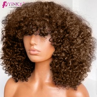 zilian Kinky Curly Human Hair Wigs With Bangs Short zilian Remy Human Hair Full Machine Made Wigs fo