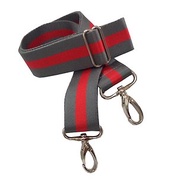 壓克力棉背帶/紅灰色-包包替換肩背帶-銀色水滴鉤扣款