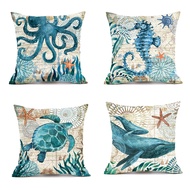 {UU61} 【HIT】 Cross-border Marine Life Sea Turtle Seahorse Whale Octopus Cushion Cover Pillow Cover E