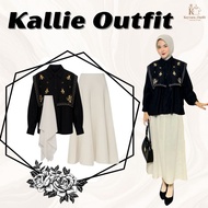 One Set for Women Korean Style (Embroidered Blouse, Joda Skirt, Bella Square) Outfit for Teenagers K