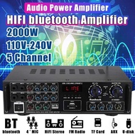Sunbuck 2000W 5CH Home HIFI Digital Amplifier Bluetooth 5.1 Audio Power Stereo เครื่องขยายเสียง คาราโอเกะแอมป์ซับวูฟเฟอร์ 220V ระบบโฮมเธียเตอร์ FM USB BASS 6060BT