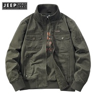 Jeep spirit 1941 estd flying jacket mens casual loose standing collar multi bag work style