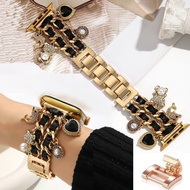 Gold Chain Leather Pendant Band For Watch Strap series11 series10 series9 87654321,SE,Ultra, watch S