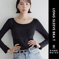 JAPAN PATENTED 24HRS Bra Padded Boat Neck Long Sleeve Top ｜ Anti-Sagging Up Fit Sleep BAMBI WATER