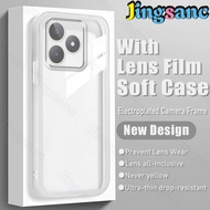 Jingsanc [Có Tấm dán bảo vệ ống kính] Ốp trong suốt cho Realme C63/Realme c65s Ốp Ốp lưng Silicone T