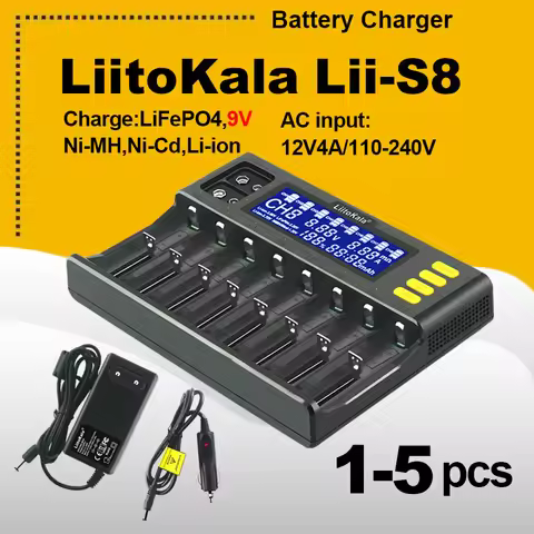 1-5PCS LiitoKala Lii-S8 18650 Battery charger 8-Slot Auto-Polarity Detect For 26650 21700 14500 1044