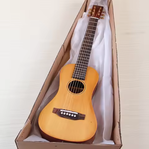 Solid Spruce&Red Cedar Top 6 String Mini Acoustic Guitar 33 Inch Travel Guitar Matte Folk Guitar wit