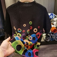 Japan NEW Issey Miyake 2024 New Bat Short Sleeve Womens Elastic Pleated T-shirt Summer Circle Printi