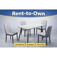 RENT-TO-OWN 1+4 CERAMIC DINING SET (FREE DELIVERY WEST MALAYSIA) SET MEJA MAKAN 1+4