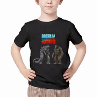 👕🎁🎀Godzilla VS King Kongเสื้อยืดธีมเสื้อยืดแขนสั้นเด็กผ้าฝ้ายแท้เสื้อยืดคอกลมเหมาะสำหรับเด็กชาย100ซม.-150ซม.