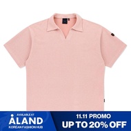 [ROMANTIC CROWN] OPEN COLLAR POLO KNIT SHIRT PINK