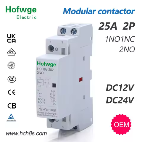 HCH8s-25Z DC Contactor DC24V coil DC12V 2P 220V 25A 16A 2NO 1NO1NC Automatic Householdr Contactor Di